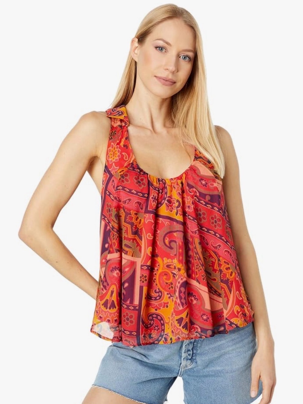 Free People Strawberry Tank Top Sz Med
Colorful Paisley Halter Camisole